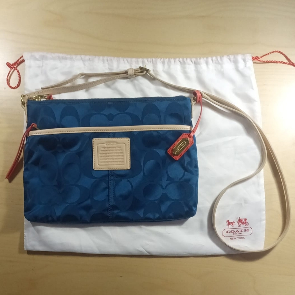 Coach Blue and Tan Crossbody Bag